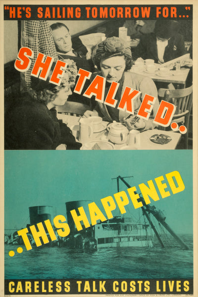 WW2 Poster - She Talked, This Happened (Reproduction)